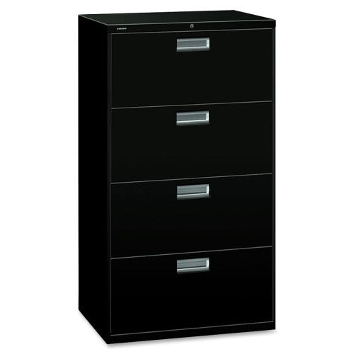 HON Brigade 600 Series Lateral File | 4 Drawers | Aluminum Pull | 36"W | Black Finish