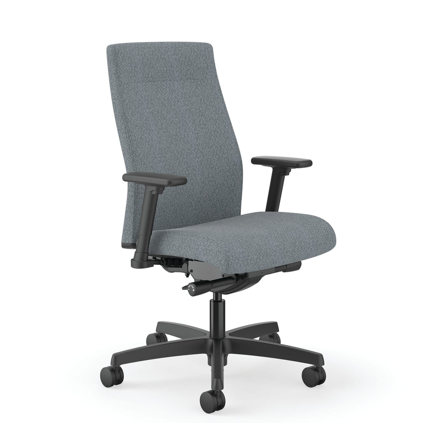 HON Ignition Mid-Back Task Chair | Upholstered Back | Easy Assembly | Advanced Synchro-Tilt Control | Hard Casters | Height- and Width-Adjustable Arms | Standard Base