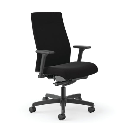 HON Ignition Mid-Back Task Chair | Upholstered Back | Easy Assembly | Advanced Synchro-Tilt Control | Hard Casters | Height- and Width-Adjustable Arms | Standard Base